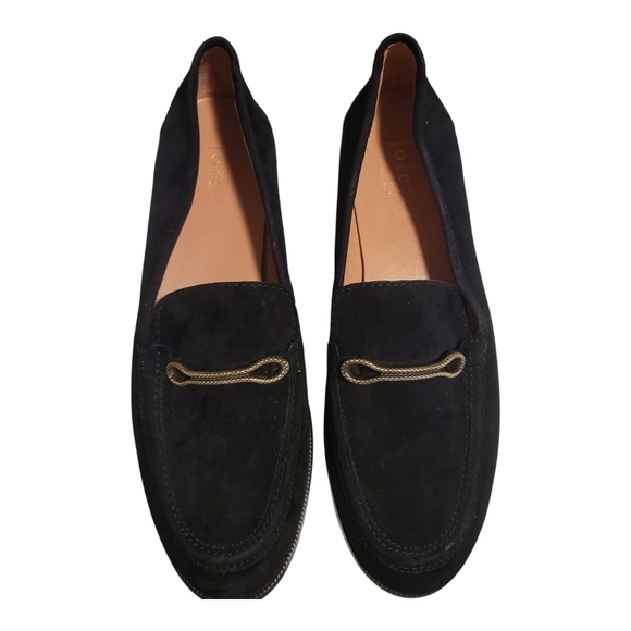 Joie Shoes - Joie Linita Black and Gold Slip-On Loafers with Textured Fabric Size 9.5